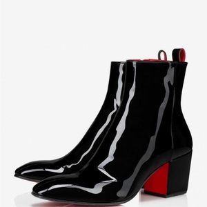 Men’s high heel patten leather boots. Size 12 -EU46